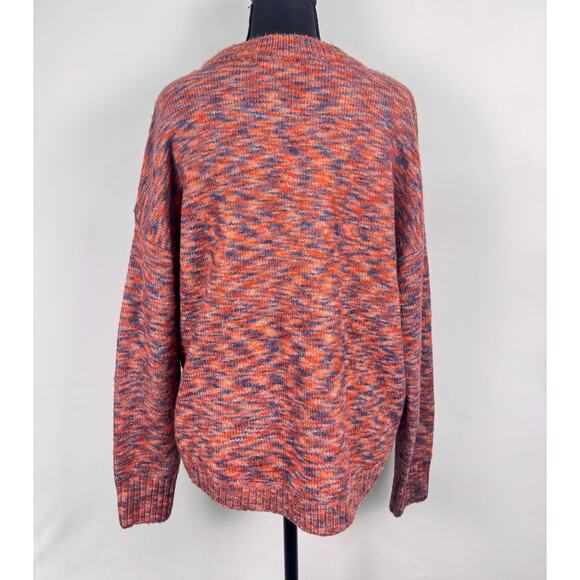 Madewell Red Multicolor Marled Knit Side Button Sweater Size Large - Picture 4 of 9